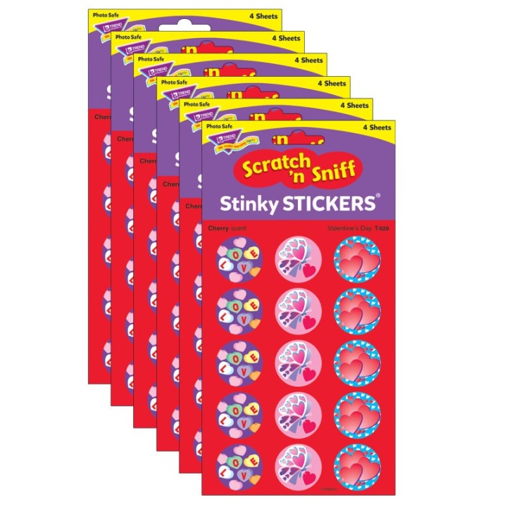 TREND Valentine's Day/Cherry Stinky Stickers®, 60 Per Pack, 6 Packs
