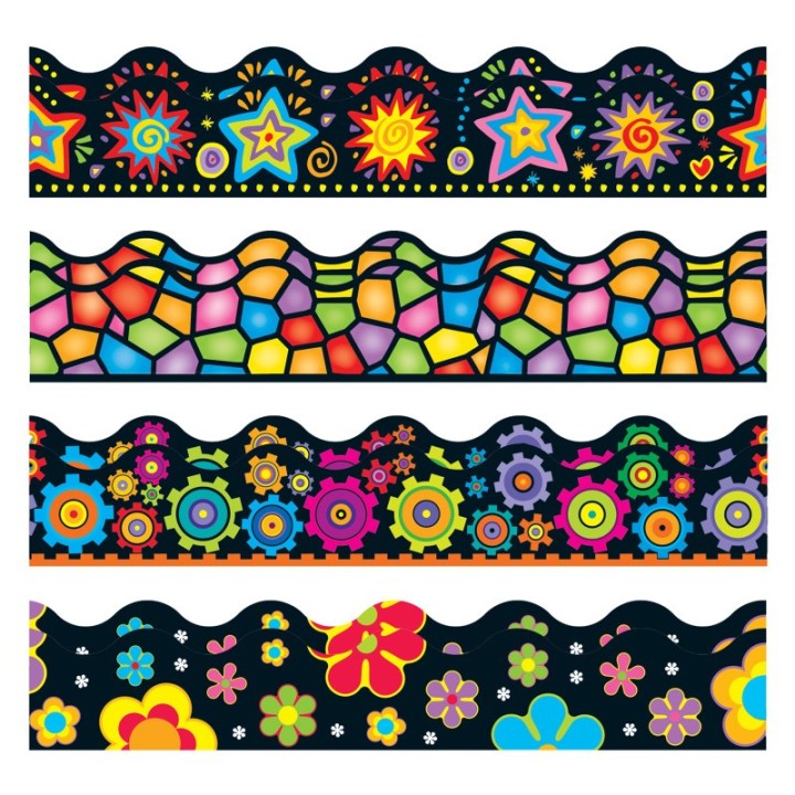 TREND Brights on Black Terrific Trimmers®, Variety Pack, 156 Feet Per Pack, 2 Packs