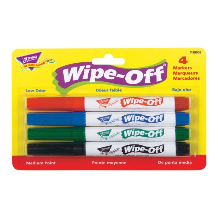 TREND 4-Pack Standard Colors Wipe-Off® Markers