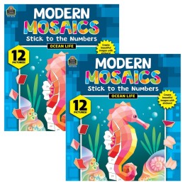 Teacher Created Resources® Ocean Life Modern Mosaics Stick to the Numbers Activity Book, Pack of 2