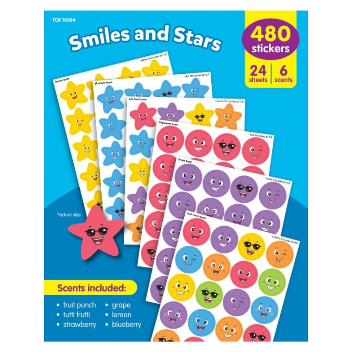 Teacher Created Resources Smiles and Stars Smelly Stickers Variety Pack