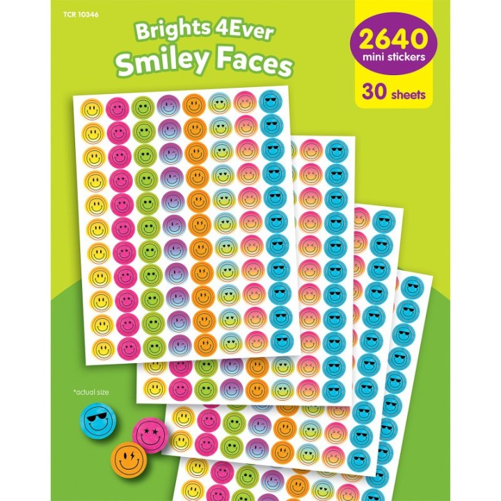 Teacher Created Resources® Brights 4Ever Smiley Faces Mini Stickers Value Pack