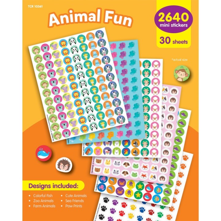 Teacher Created Resources® Animal Fun Mini Stickers Variety Pack