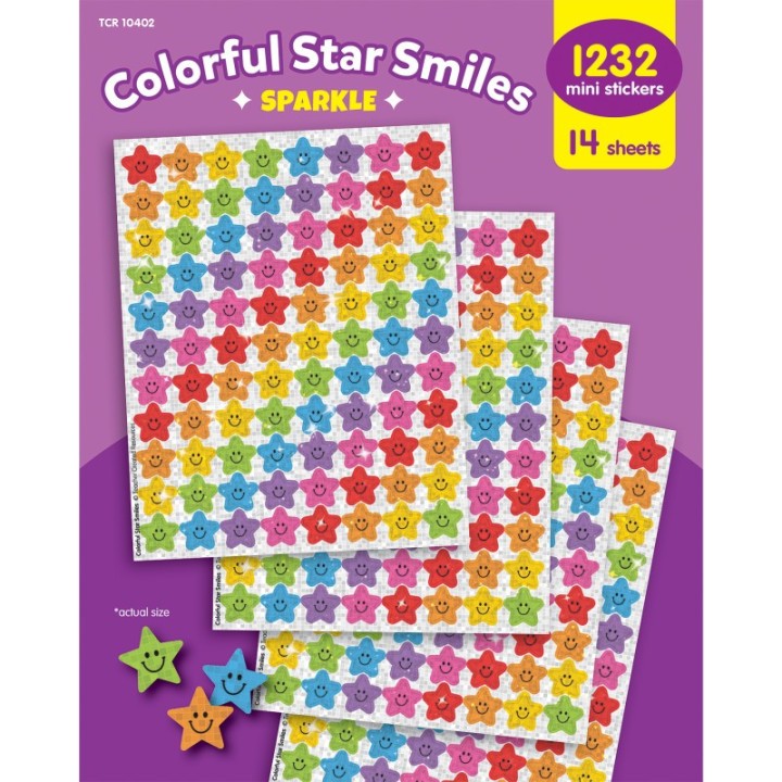 Teacher Created Resources Colorful Star Smiles Sparkle Mini Stickers Value Pack