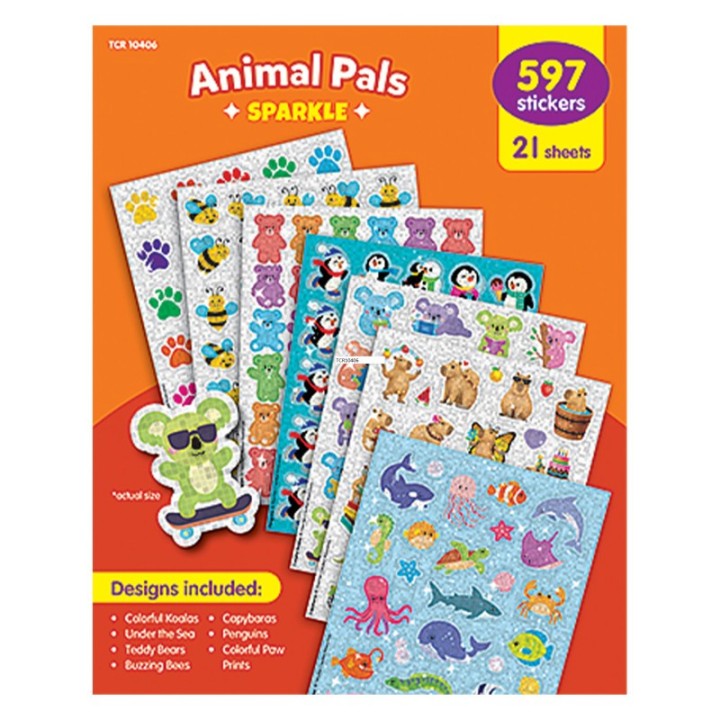 Teacher Created Resources Animal Pals Sparkle Stickers Variety Pack