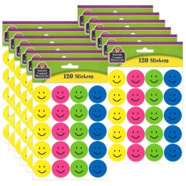Teacher Created Resources® Happy Faces Stickers, 120 Per Pack, 12 Packs