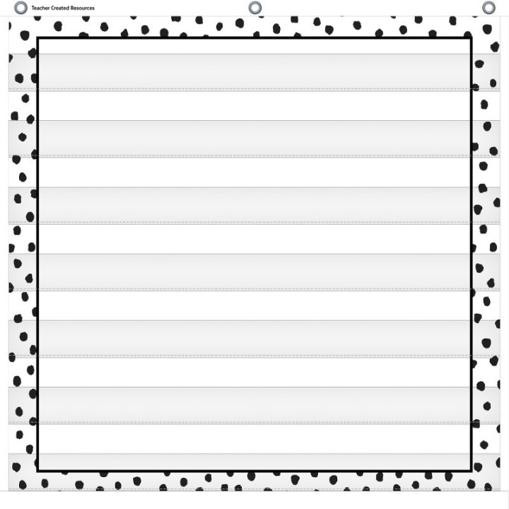 Teacher Created Resources® Black Painted Dots on White 7 Pocket Chart, 28" x 28"