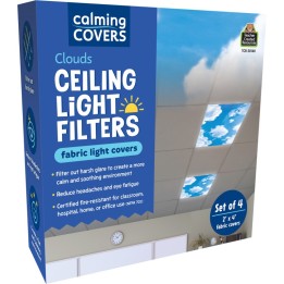 Teacher Created Resources® Calming Covers Ceiling Light Filters, 2' x 4', Clouds, Pack of 4