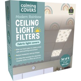 Teacher Created Resources® Calming Covers Ceiling Light Filters, 2' x 4', Modern Rainbow, Pack of 4