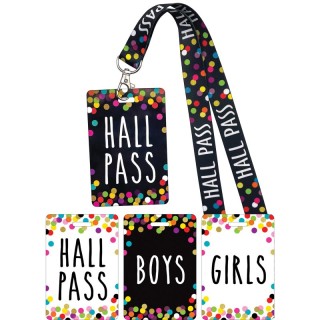 Teacher Created Resources® Confetti Hall Pass with Lanyard, Set of 4