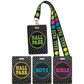 Teacher Created Resources® Chalkboard Brights Hall Pass with Lanyard, Set of 4