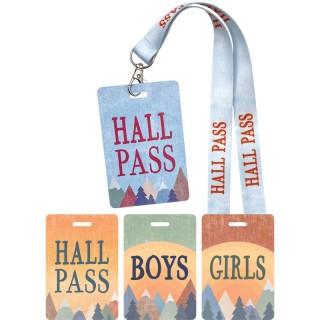 Teacher Created Resources® Moving Mountains Hall Pass with Lanyard, Set of 4