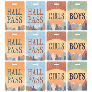 Teacher Created Resources® Moving Mountains Hall Pass with Lanyard, 4 Per Pack, 3 Packs