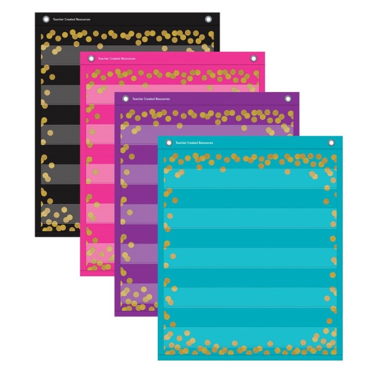 Teacher Created Resources® Confetti Colorful Magnetic Mini Pocket Charts, 14" x 17"