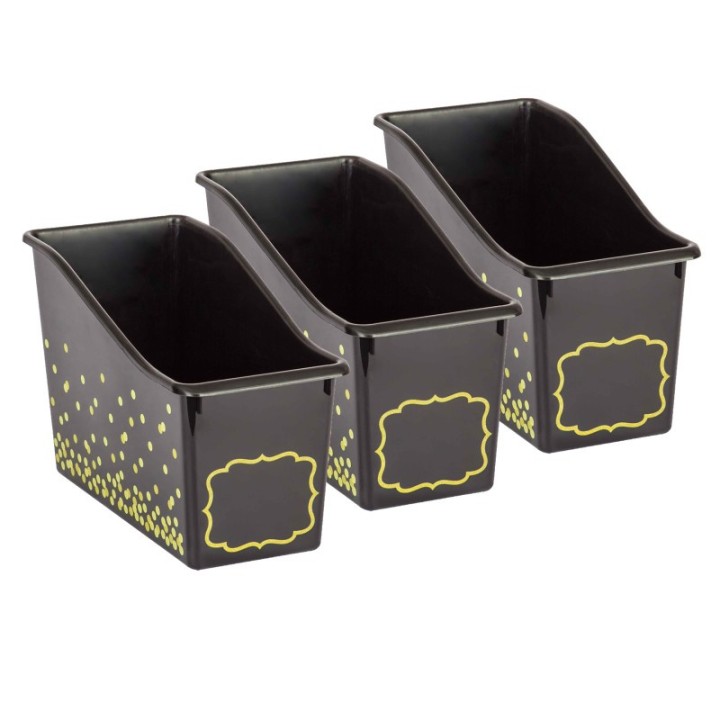 Teacher Created Resources® Black Confetti Plastic Book Bin, Pack of 3