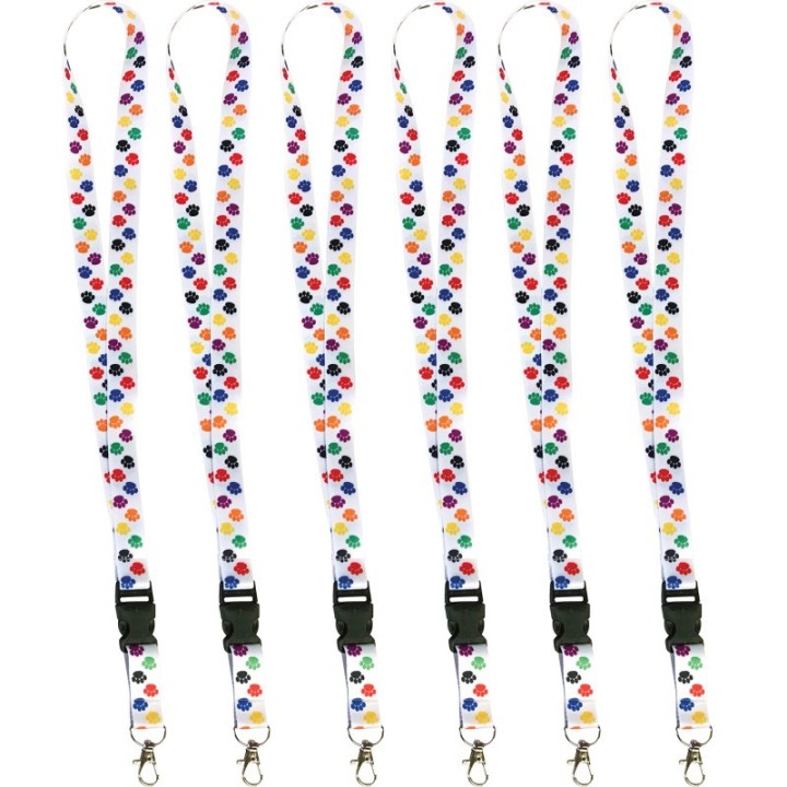 Teacher Created Resources® Colorful Paw Print Lanyard, Pack of 6