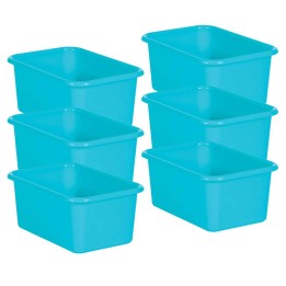 Teacher Created Resources® Teal Small Plastic Storage Bin, Pack of 6