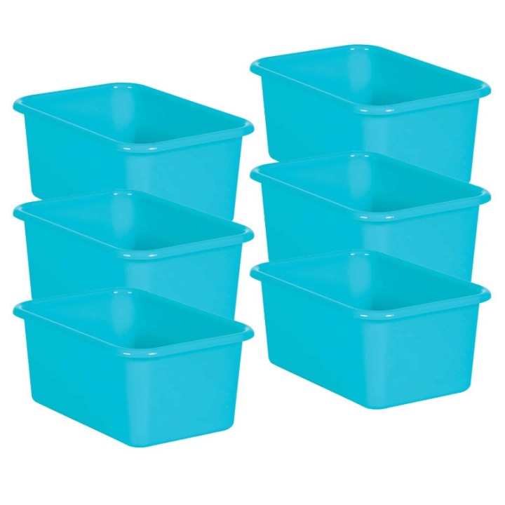 Teacher Created Resources® Teal Small Plastic Storage Bin, Pack of 6