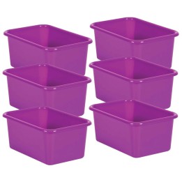 Teacher Created Resources® Purple Small Plastic Storage Bin, Pack of 6