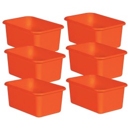 Teacher Created Resources® Orange Small Plastic Storage Bin, Pack of 6