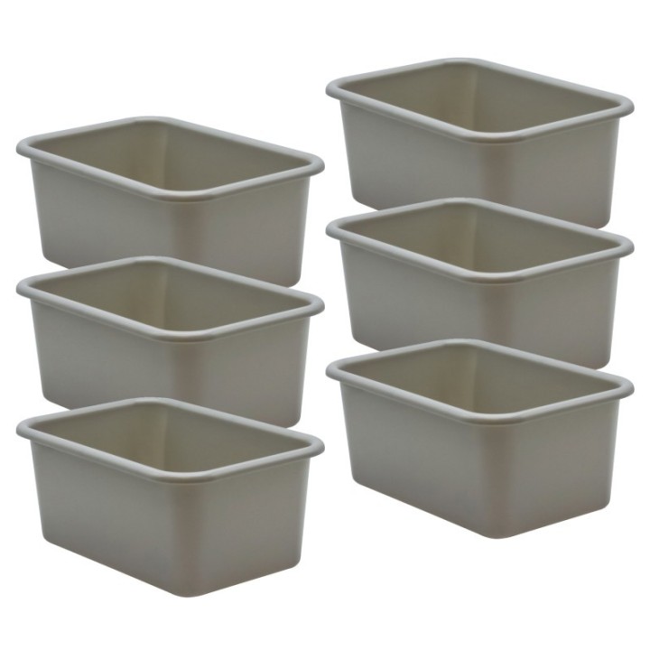 Teacher Created Resources® Gray Small Plastic Storage Bin, Pack of 6