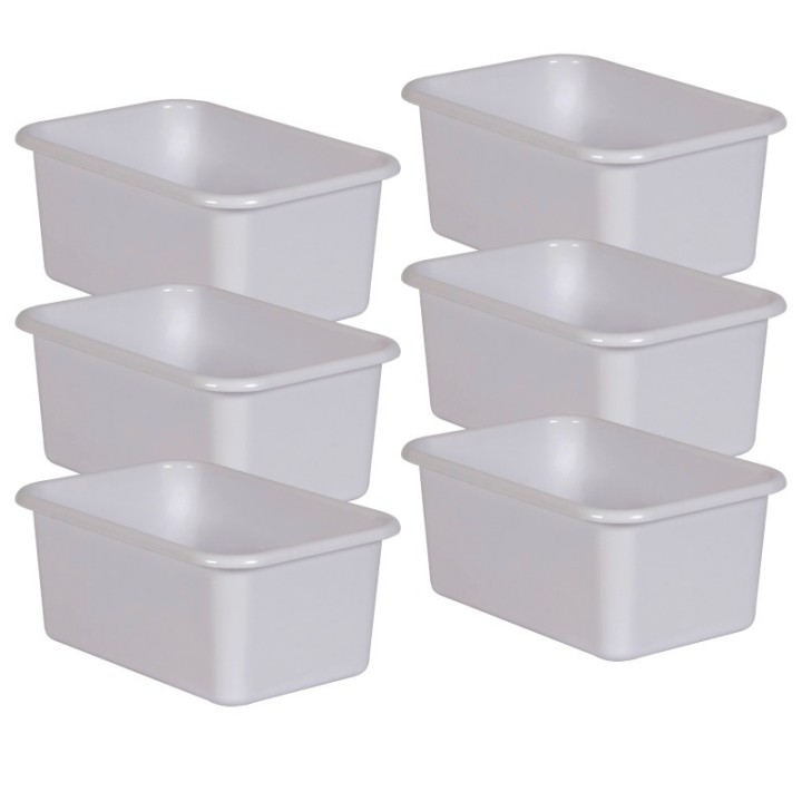 Teacher Created Resources® White Small Plastic Storage Bin, Pack of 6