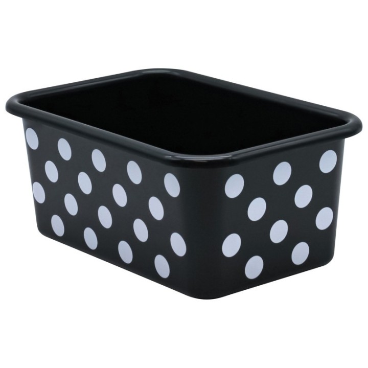 Teacher Created Resources® White Polka Dots on Black Small Plastic Storage Bin