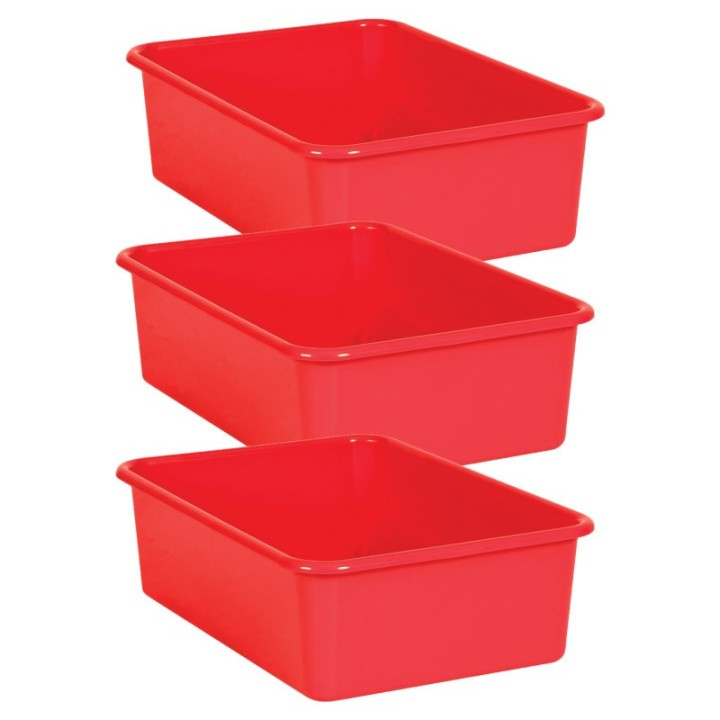 Teacher Created Resources® Red Large Plastic Storage Bin, Pack of 3