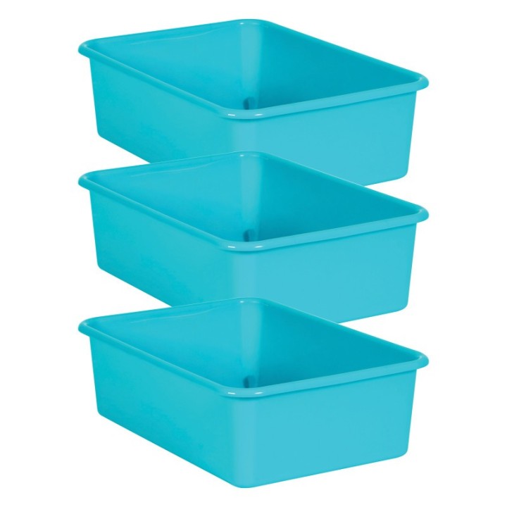 Teacher Created Resources® Teal Large Plastic Storage Bin, Pack of 3