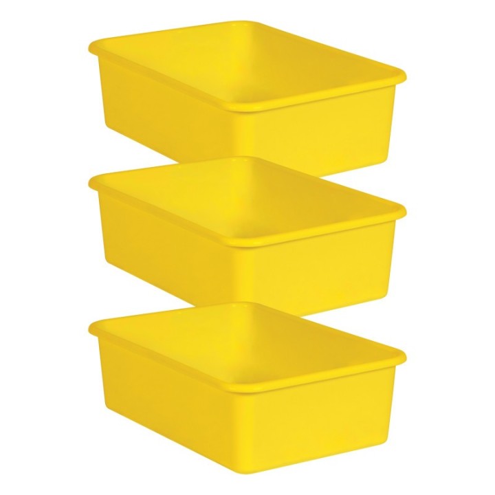 Teacher Created Resources® Yellow Large Plastic Storage Bin, Pack of 3