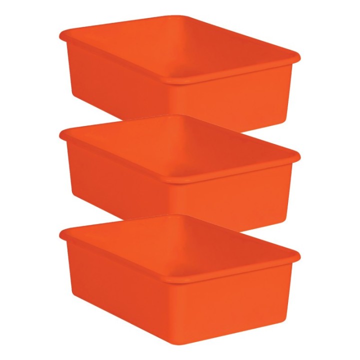 Teacher Created Resources® Orange Large Plastic Storage Bin, Pack of 3