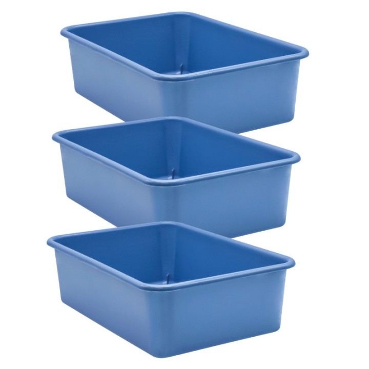Teacher Created Resources® Slate Blue Large Plastic Storage Bin, Pack of 3