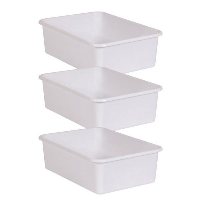 Teacher Created Resources® White Large Plastic Storage Bin, Pack of 3