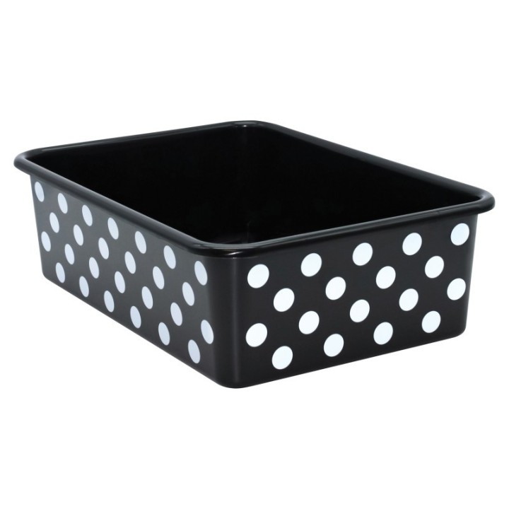 Teacher Created Resources® White Polka Dots on Black Large Plastic Storage Bin