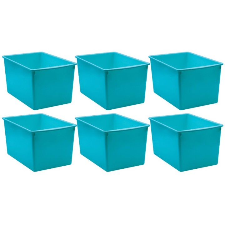 Teacher Created Resources® Plastic Multi-Purpose Bin, Teal, Pack of 6