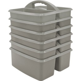 Teacher Created Resources® Gray Plastic Storage Caddy, Pack of 6