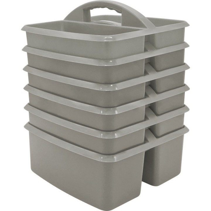 Teacher Created Resources® Gray Plastic Storage Caddy, Pack of 6