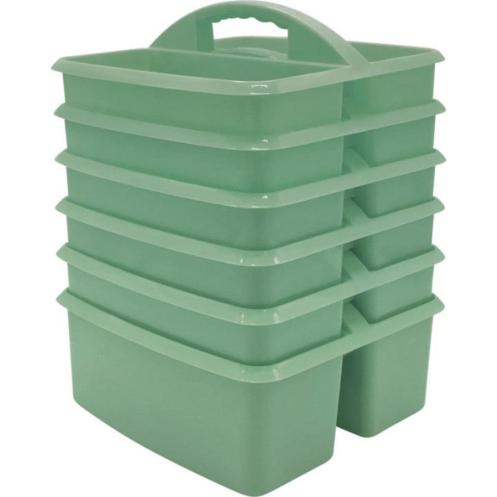 Teacher Created Resources® Eucalyptus Green Plastic Storage Caddy, Pack of 6