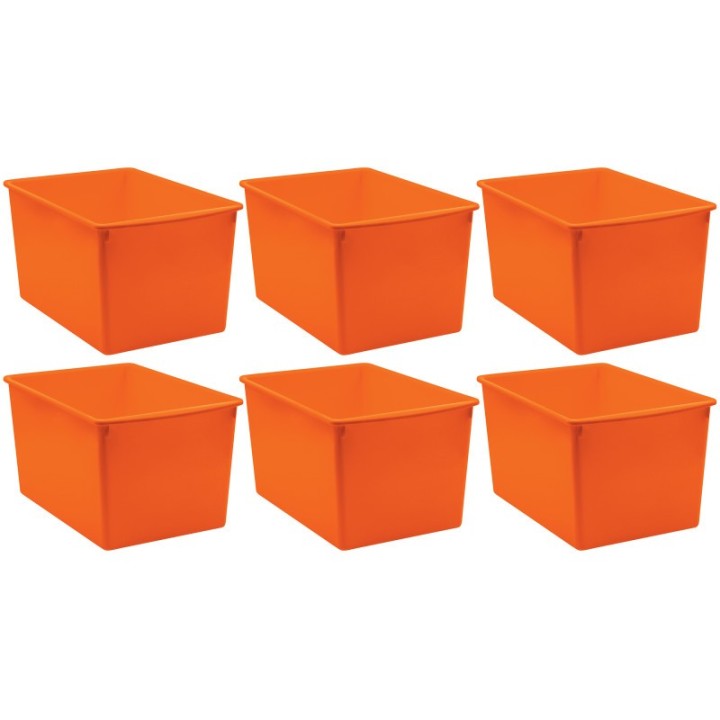 Teacher Created Resources® Plastic Multi-Purpose Bin, Orange, Pack of 6