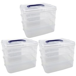 Teacher Created Resources® 3-Tier Clear Stackable Storage Container, Pack of 3