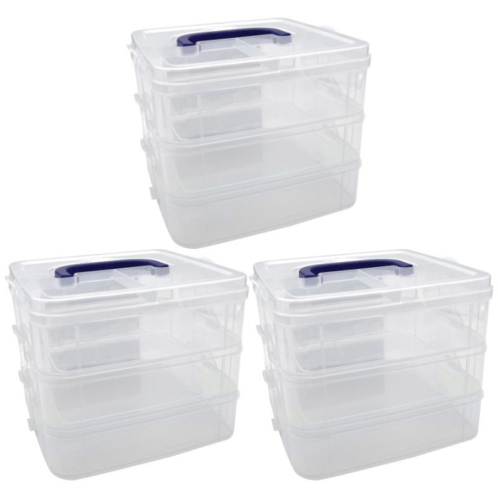 Teacher Created Resources® 3-Tier Clear Stackable Storage Container, Pack of 3