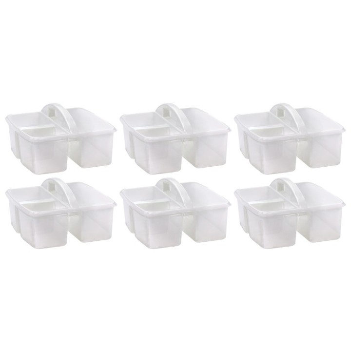Teacher Created Resources® Plastic Storage Caddy, Clear, Pack of 6