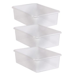 Teacher Created Resources® Large Plastic Storage Bin, Clear, Pack of 3