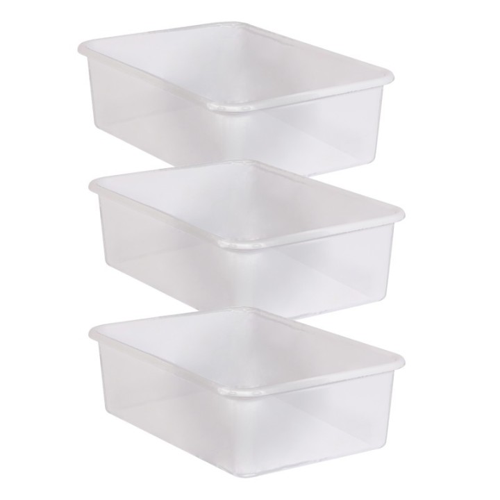 Teacher Created Resources® Large Plastic Storage Bin, Clear, Pack of 3