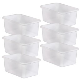 Teacher Created Resources® Small Plastic Storage Bin, Clear, Pack of 6