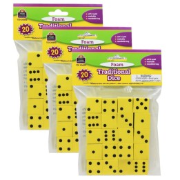 Teacher Created Resources® Foam Traditional Dice, 0.75", 20 Per Pack, 3 packs