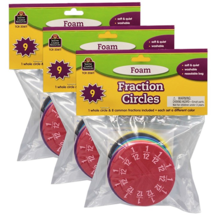 Teacher Created Resources® Foam Fraction Circles, 51 Pieces Per Set, 3 Sets