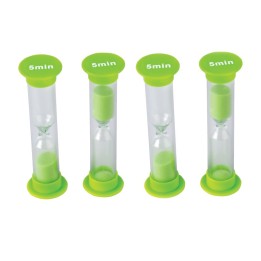 Teacher Created Resources® 5 Minute Sand Timers - Small, Green, Pack of 4