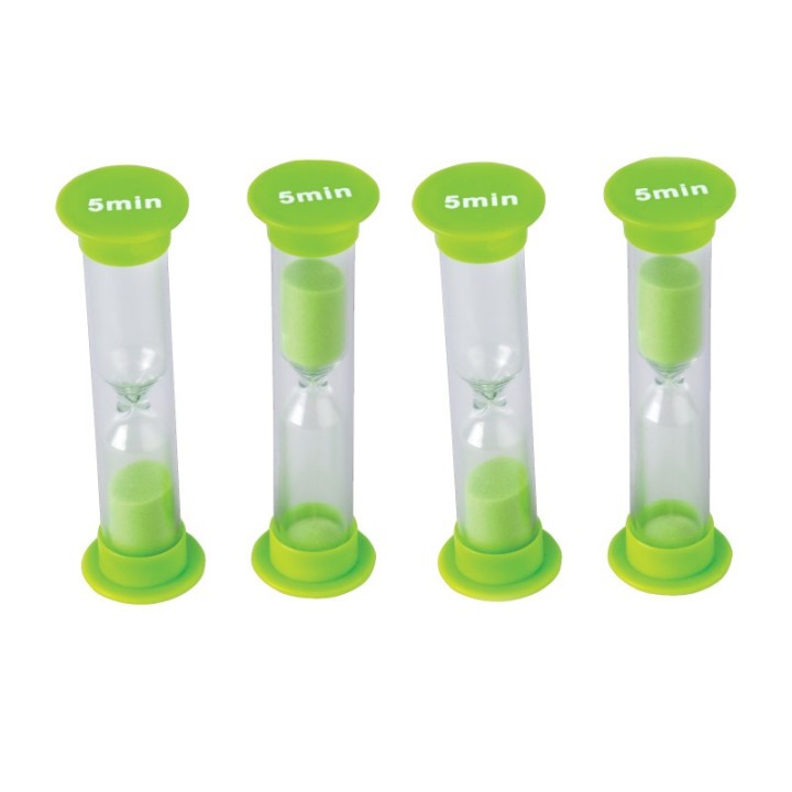 Teacher Created Resources® 5 Minute Sand Timers - Small, Green, Pack of 4