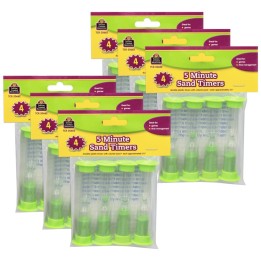 Teacher Created Resources® Sand Timers, Small, 5 Minute, 4 Per Pack, 6 Packs